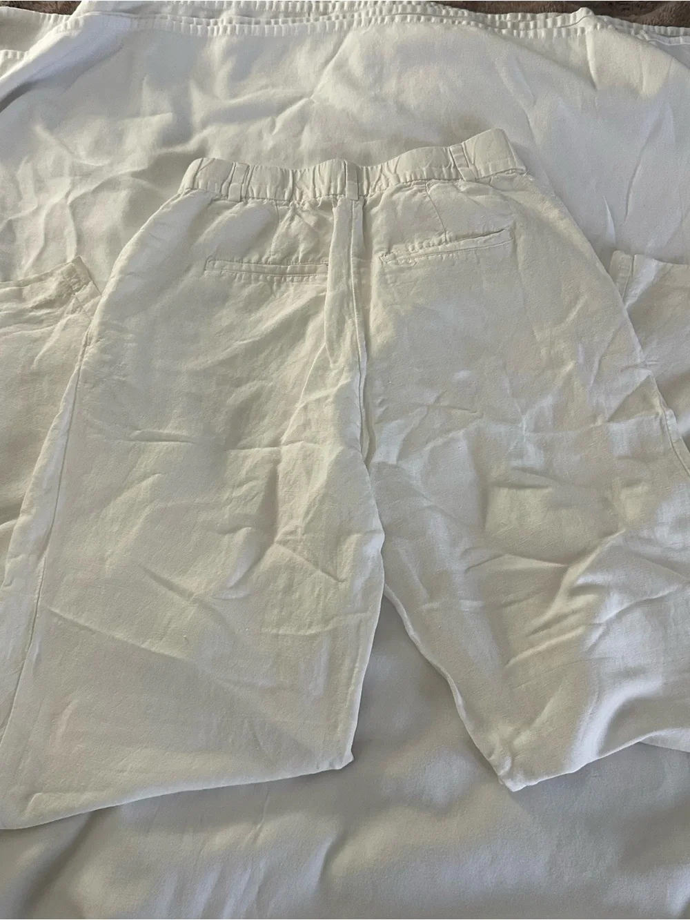 White Linen Blend Dress Pants